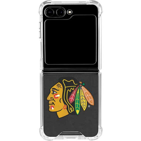 NHL Chicago Blackhawks Distressed Galaxy Z Flip6 Clear Case